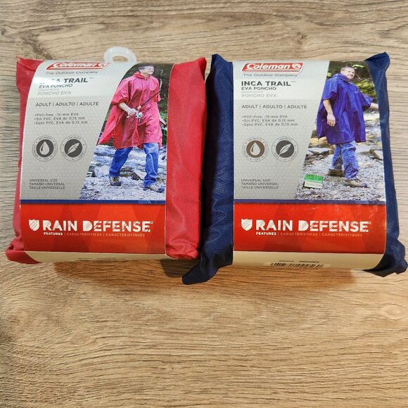 Coleman Other - Coleman Inca Trail EVA Poncho Adult Universal Size Rain Defense Red Blue 2 Pack